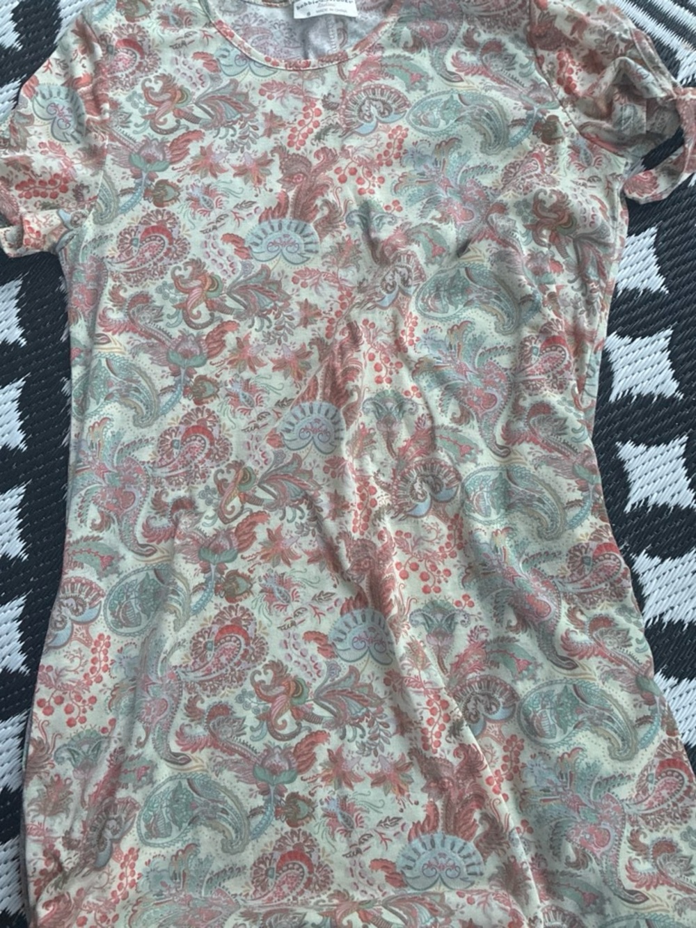 Cream & Coral Paisley Crewneck mini dress by bobbie brooks